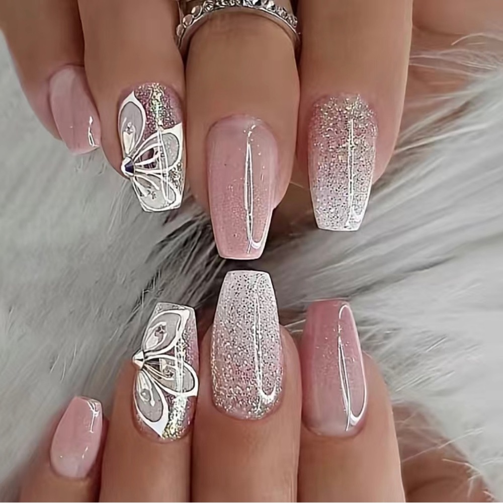 False 24 pcs press on nails natural delicate & comfortable
